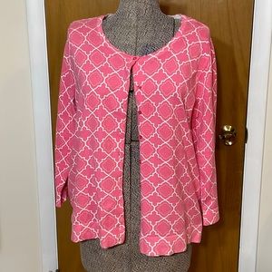 Studio Works Womens XL Pink and White Cardigan Button Down